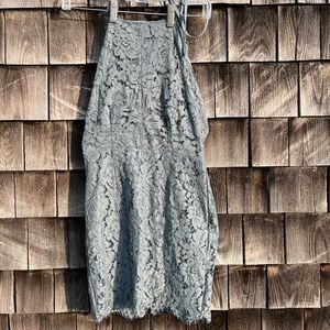 Tobi lace backless halter dress grey blue extra small